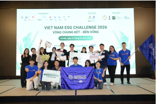 Quán quân Vietnam ESG Challenge 2026 khu vực phía Bắc gọi tên Greenwich Việt Nam